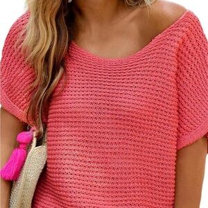 S/M/L TommyBahama Top Rib Fabric RoundNeck Short Sleeve Summer/Spring Cute Fancy